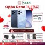 Oppo Reno 15 F 5G 8GB/512GB + Free Oppo Buds 3 + XO-F66 Portable Wireless Speaker + Cover (In-box) + Screen Protector