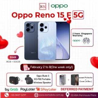 Oppo Reno 15 F 5G 8GB/512GB + Free Oppo Buds 3 + XO-F66 Portable Wireless Speaker + Cover (In-box) + Screen Protector